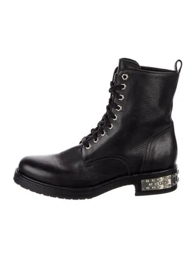Pre-owned Philipp Plein Leather Combat Boots In Black