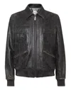 Philipp Plein Leather Coster Bomber Jacket Ls