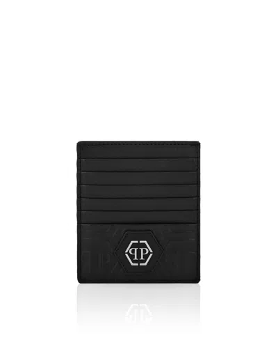 Philipp Plein Leather Credit Cards Holder Monogram In Pink
