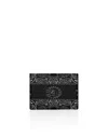 Philipp Plein Leather Credit Cards Holder Paisley In Black