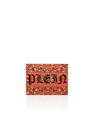 Philipp Plein Gothic Plein Paisley-print Cardholder In Orange