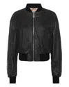 Philipp Plein Leather Crop Bomber Crystal