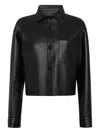 Philipp Plein Leather Cropped Shirt Signature In Black