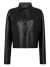 Philipp Plein Leather Cropped Shirt Signature In Black