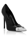 Philipp Plein Leather Decollete Hi-heels Skull Strass