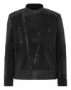 Philipp Plein Leather Disco Biker Jacket Crystals In Black