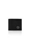 Philipp Plein Leather French Wallet Hexagon In Black