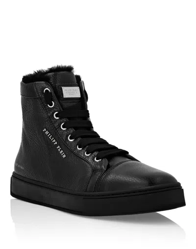 Philipp Plein Leather Hi-top Sneakers Big Bang In Black