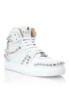 Philipp Plein Leather Hi-top Sneakers Crystal In White