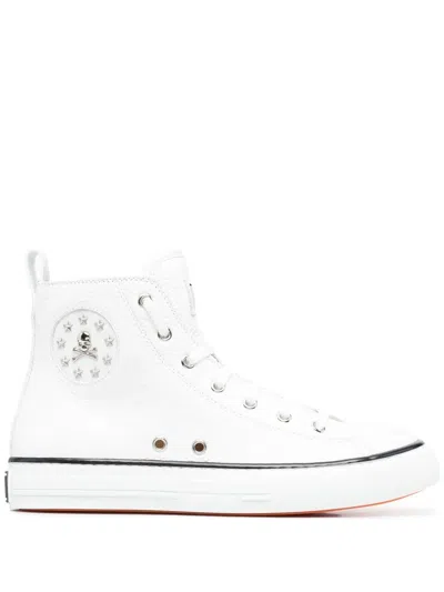 Philipp Plein Leather High-top Sneakers In White