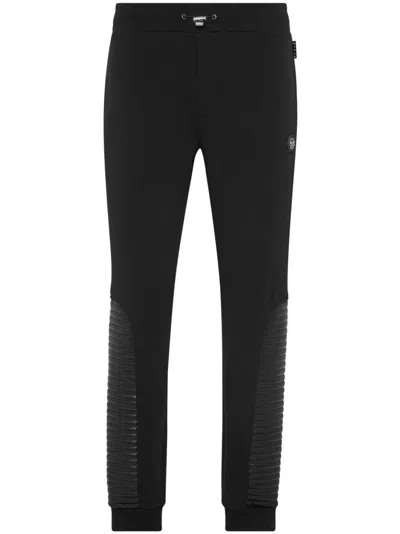 Philipp Plein Leather-inserts Track Pants In Schwarz