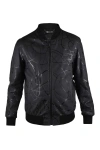 Philipp Plein Python-effect Leather Bomber Jacket In Black