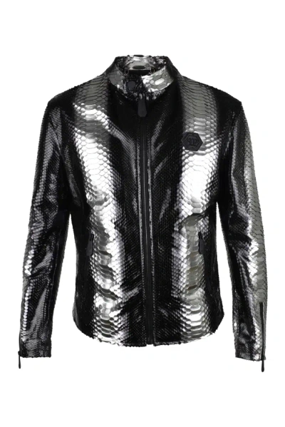 Philipp Plein Leather Jacket In Black