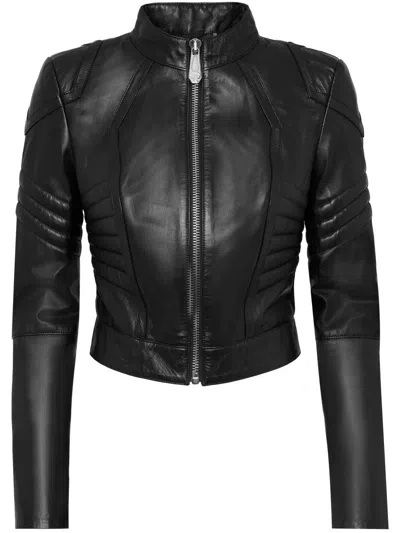 Philipp Plein Leather Jacket In Black