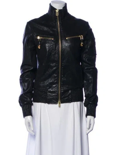 Pre-owned Philipp Plein Leather Jacket In Black