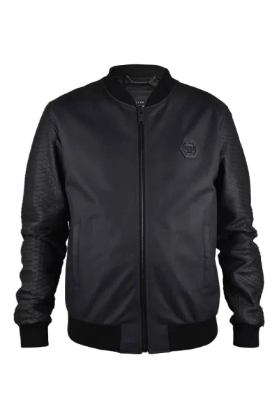 Philipp Plein Leather Jacket In Black