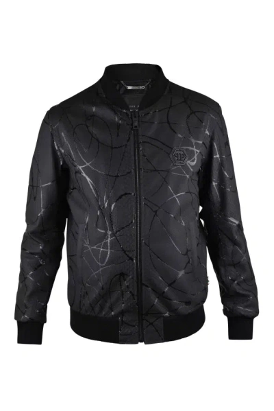 Philipp Plein Leather Jacket In Black
