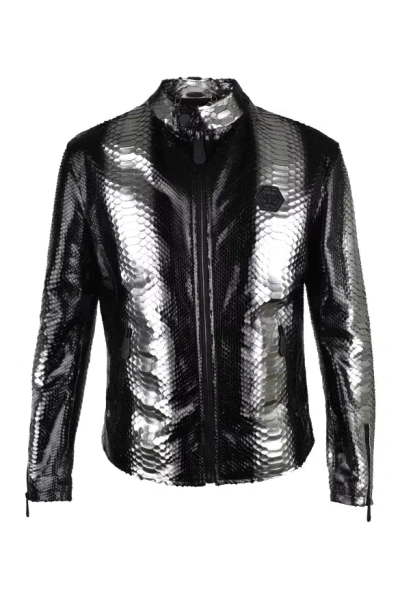 Philipp Plein Leather Jacket In Multi