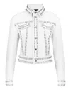 Philipp Plein Leather Jacket Studs Skull In White