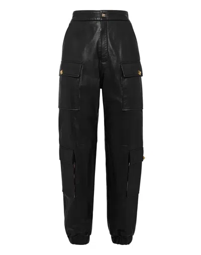 Philipp Plein Leather Jogging Trousers In Black