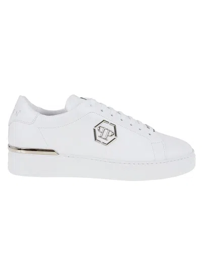 PHILIPP PLEIN LEATHER LO-TOP SNEAKER HEXAGON