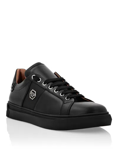Philipp Plein Leather Lo-top Sneakers Hexagon In Black