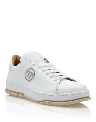 Philipp Plein Leather Lo-top Sneakers Hexagon In White