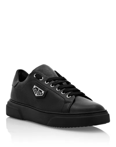 Philipp Plein Leather Lo-top Sneakers Iconic Plein In Black