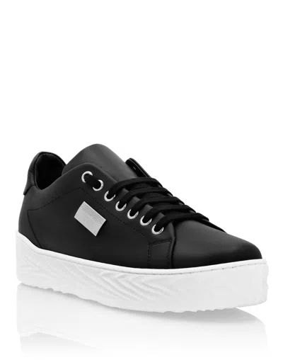 Philipp Plein Leather Lo-top Sneakers  Tm In Black