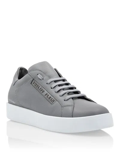 Philipp Plein Leather Lo-top Sneakers  Tm In Grey