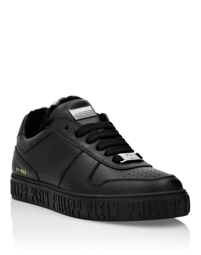 Philipp Plein Leather Lo-top Sneakers Shearling Lining King Power In Black