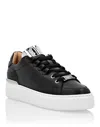 PHILIPP PLEIN LEATHER LO-TOP SNEAKERS SILVER $URFER TM