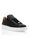 Philipp Plein Skull And Plein Low-top Leather Sneakers In Black