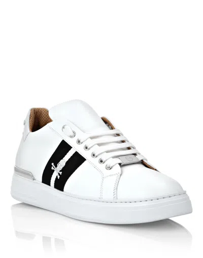Philipp Plein Leather Lo-top Sneakers Stripes In White