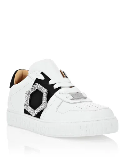 Philipp Plein Leather Lo-top Sneakers In White