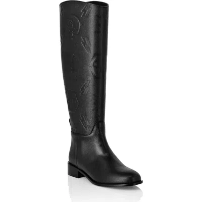 Philipp Plein Leather Lo-heels Mid Boots Monogram Women In Multi