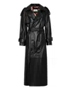 Philipp Plein Belted Leather Trench Coat In Black