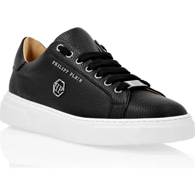 Philipp Plein Leather Lo-top Sneakers Hexagon Unisex In Black