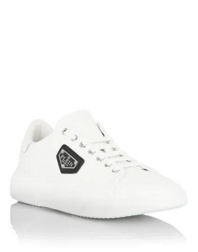 Philipp Plein Leather Lo-top Sneakers Iconic Plein Unisex In White