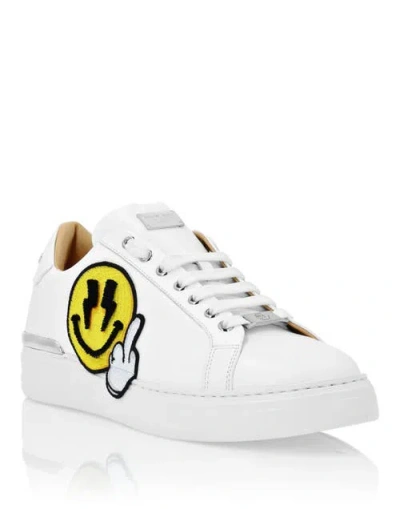 Philipp Plein Leather Lo-top Sneakers Strass Smile Unisex In Multi