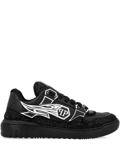 Philipp Plein Leather Low-top Sneakers In Black