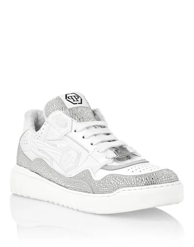 Philipp Plein Leather Low-top Sneakers Moon Walker In White