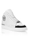 Philipp Plein Leather Mid-top Sneakers Hexagon