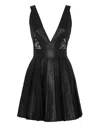 Philipp Plein Sheer-panel Leather Minidress In Black