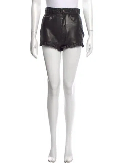 Pre-owned Philipp Plein Leather Mini Shorts In Black