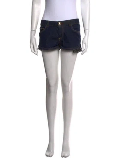 Pre-owned Philipp Plein Leather Mini Shorts In Grey