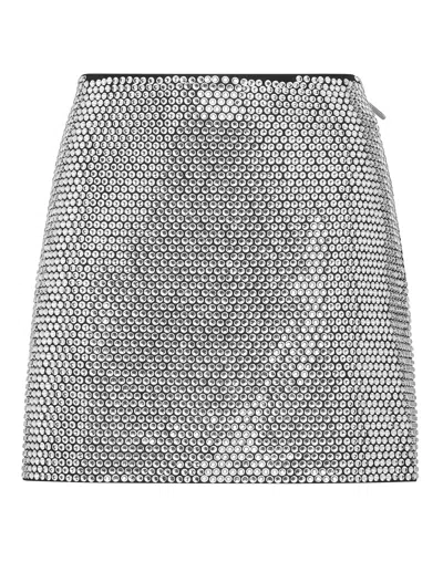 Philipp Plein Leather Mini Skirt Crystal