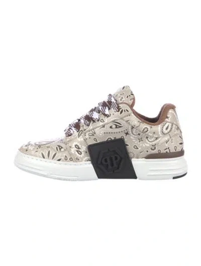 Pre-owned Philipp Plein Leather Paisley Print Chunky Sneakers In Multicolor