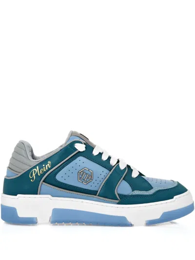 Philipp Plein Leather-panelled Sneakers In Blue