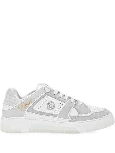 Philipp Plein Leather-panelled Sneakers In Gray